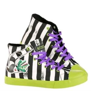 Ground Up Officially Licensed Beetlegeuse Stripe Sandwoen High Top Sneakers Sz.
